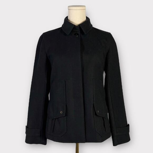J. Crew Women's Black Wool Blend Button Front Long Sleeve Coat Size XS - Picture 1 of 5